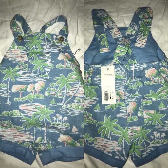 (1) Janie & Jack Overall Short Tropical Print - Picture 1 of 2
